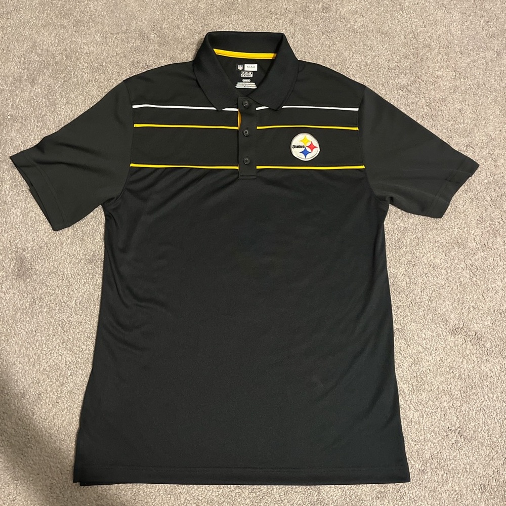 Pittsburgh Steelers polo shirt.
